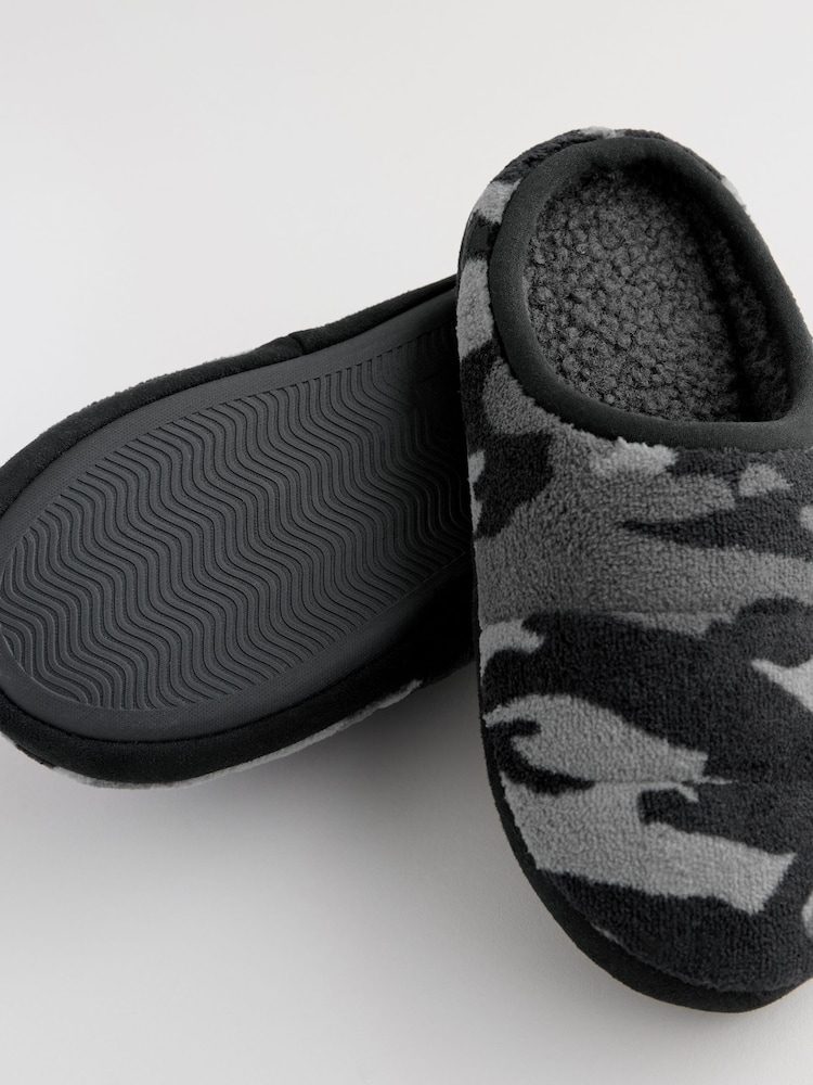 Grey Camo Warm Lined Mule Slippers - Image 4 of 5