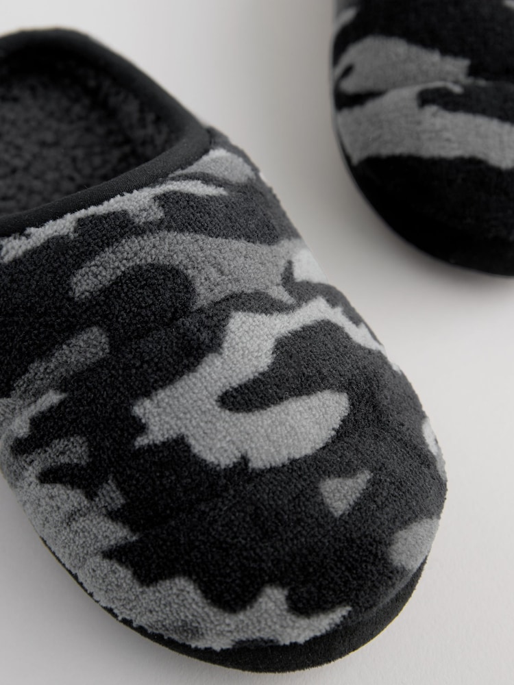 Grey Camo Warm Lined Mule Slippers - Image 5 of 5