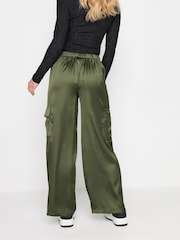 PixieGirl Petite Green Satin Cargo Trousers - Image 5 of 7