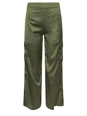 PixieGirl Petite Green Satin Cargo Trousers - Image 7 of 7