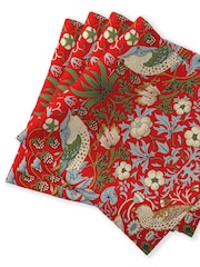 William Morris Gallery Red Pimpernel Pack of 4 100% Cotton Napkins - Image 1 of 2