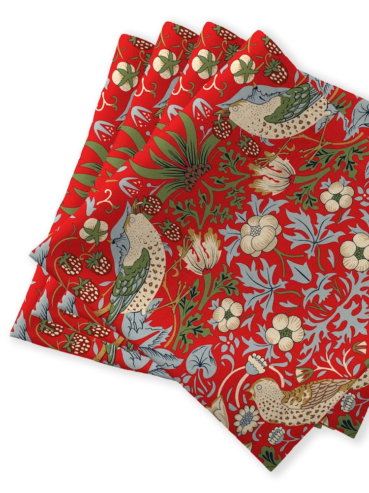 William Morris Gallery Red Pimpernel Pack of 4 100% Cotton Napkins - Image 1 of 2