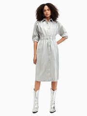 AllSaints Silver Osa Denim Dress - Image 1 of 7