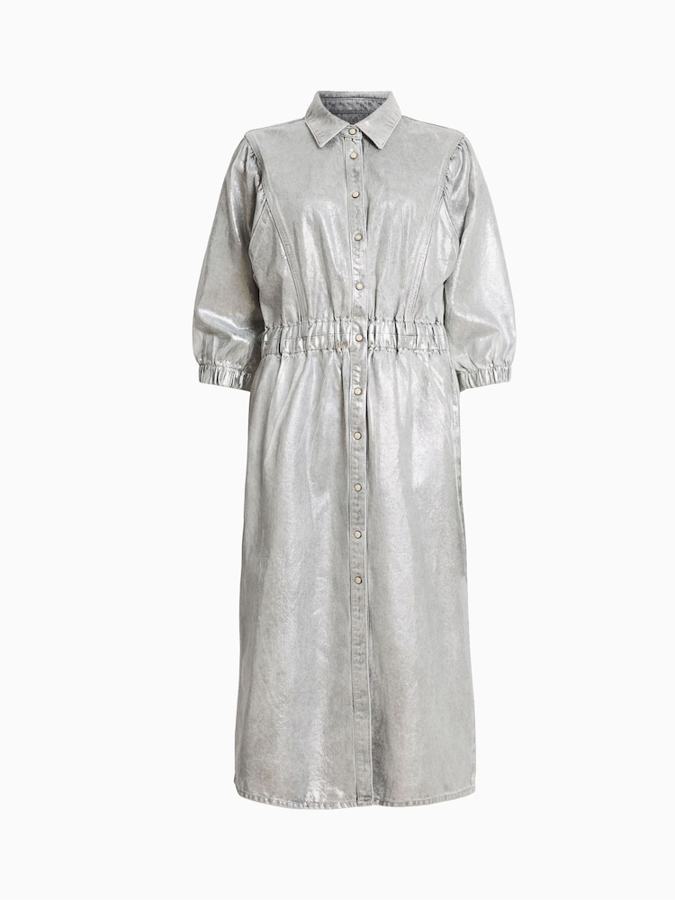 AllSaints Silver Osa Denim Dress - Image 7 of 7