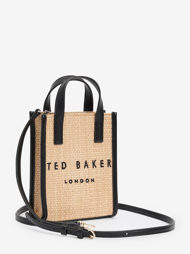 Ted Baker Natural Mini Paulii Faux Raffia Icon Bag - Image 1 of 6 Ted Baker Natural Mini Paulii Faux Raffia Icon Bag - Image 1 of 6