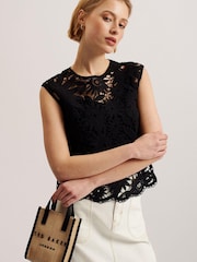 Ted Baker Natural Mini Paulii Faux Raffia Icon Bag - Image 6 of 6