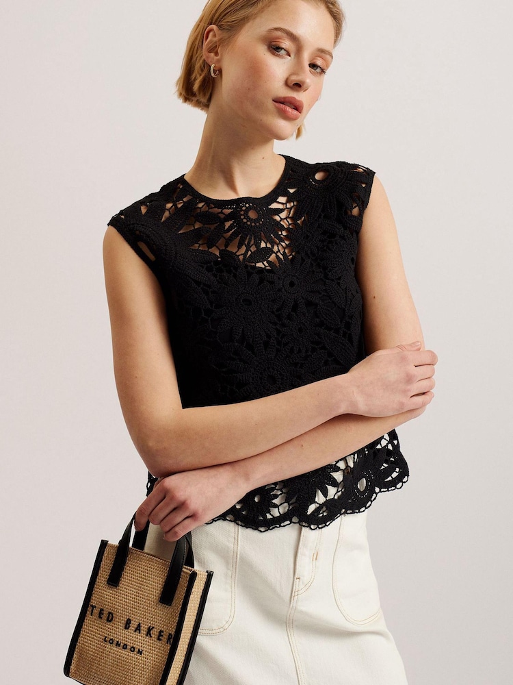 Ted Baker Natural Mini Paulii Faux Raffia Icon Bag - Image 6 of 6
