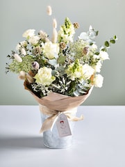 The Chateau by Angel Strawbridge White Rose and Antirrhinum Fresh Flower Bouquet in Pail - Image 1 of 4