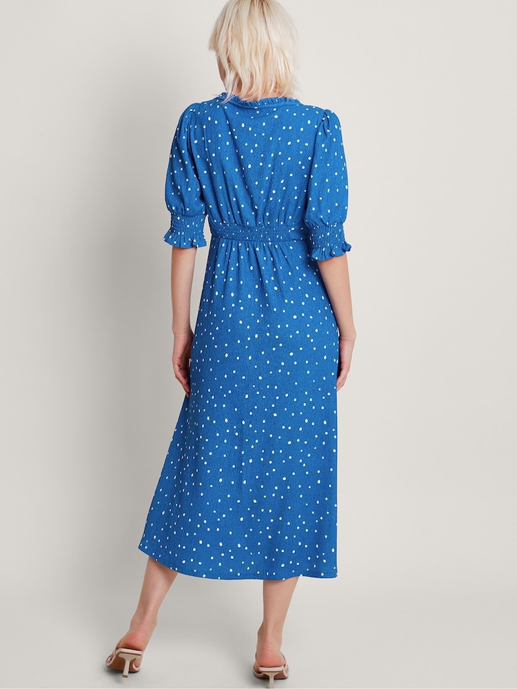 Monsoon Blue Liza Spot Jersey Dress - Image 2 of 5 Monsoon Blue Liza Spot Jersey Dress - Image 2 of 5