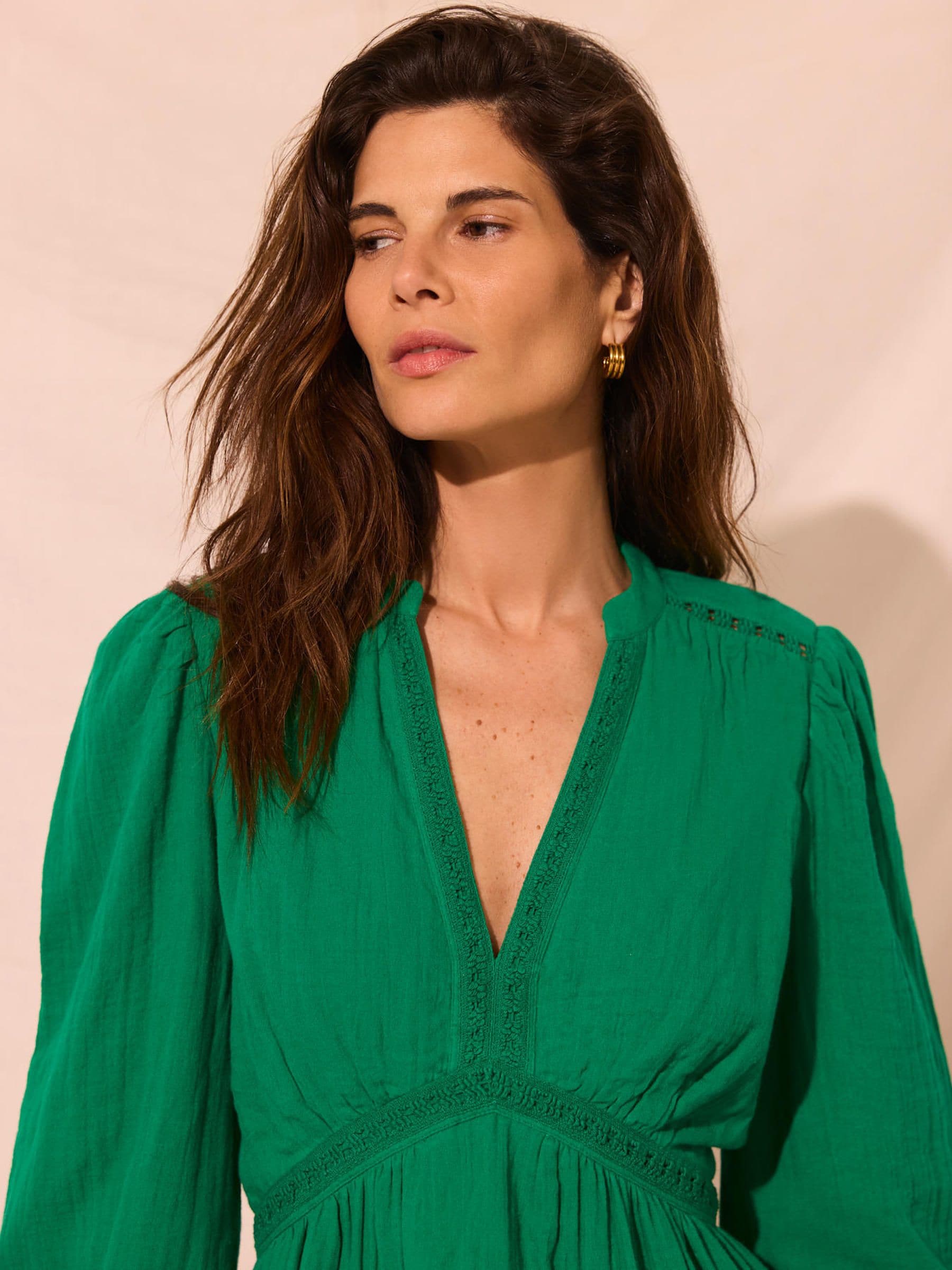 Buy Mint Velvet Green Cotton Cheesecloth Mini Dress from Next USA