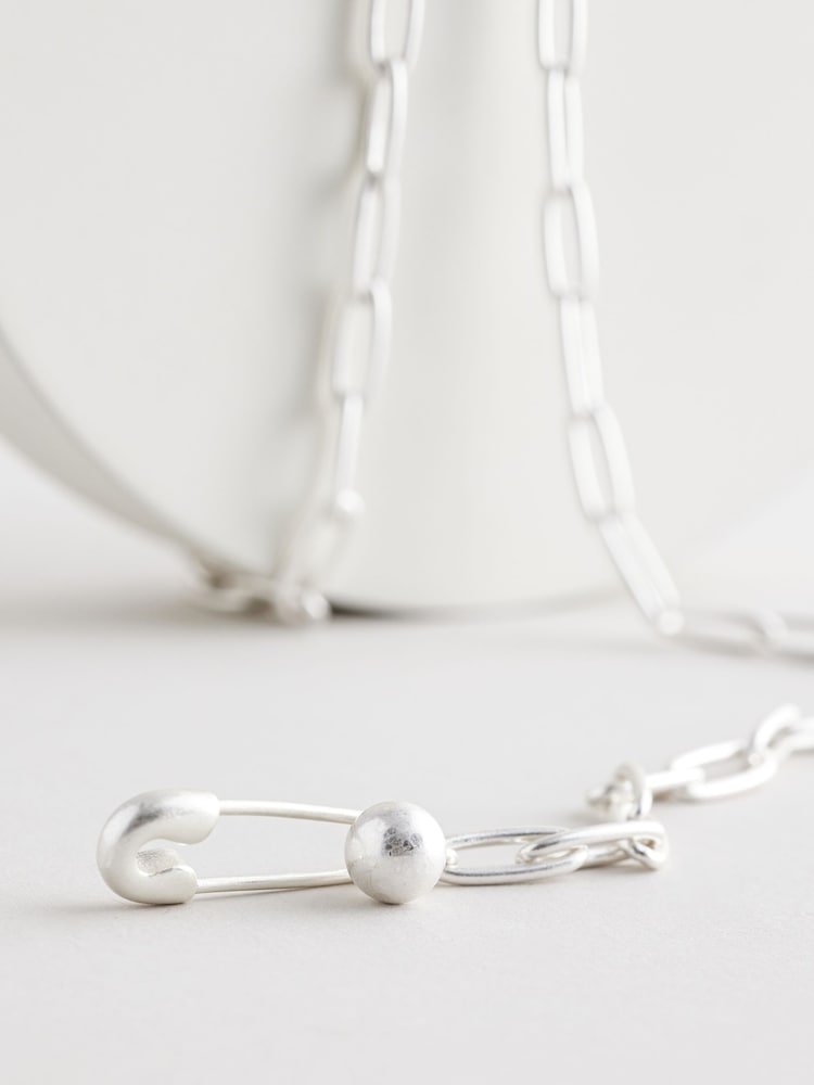 Rockett St George Silver Tone Safety Pin Necklace - Image 6 of 7
