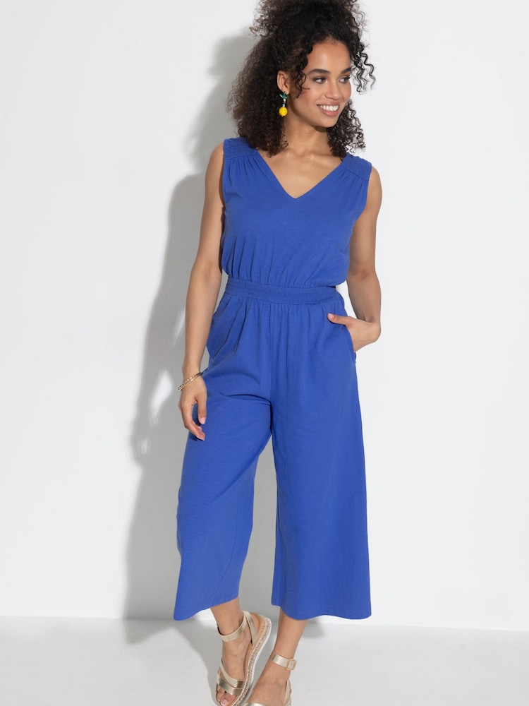 Azul - Mono capri de punto de algodón flameado 100 % Maya de Pour Moi - Imagen 1 de 4