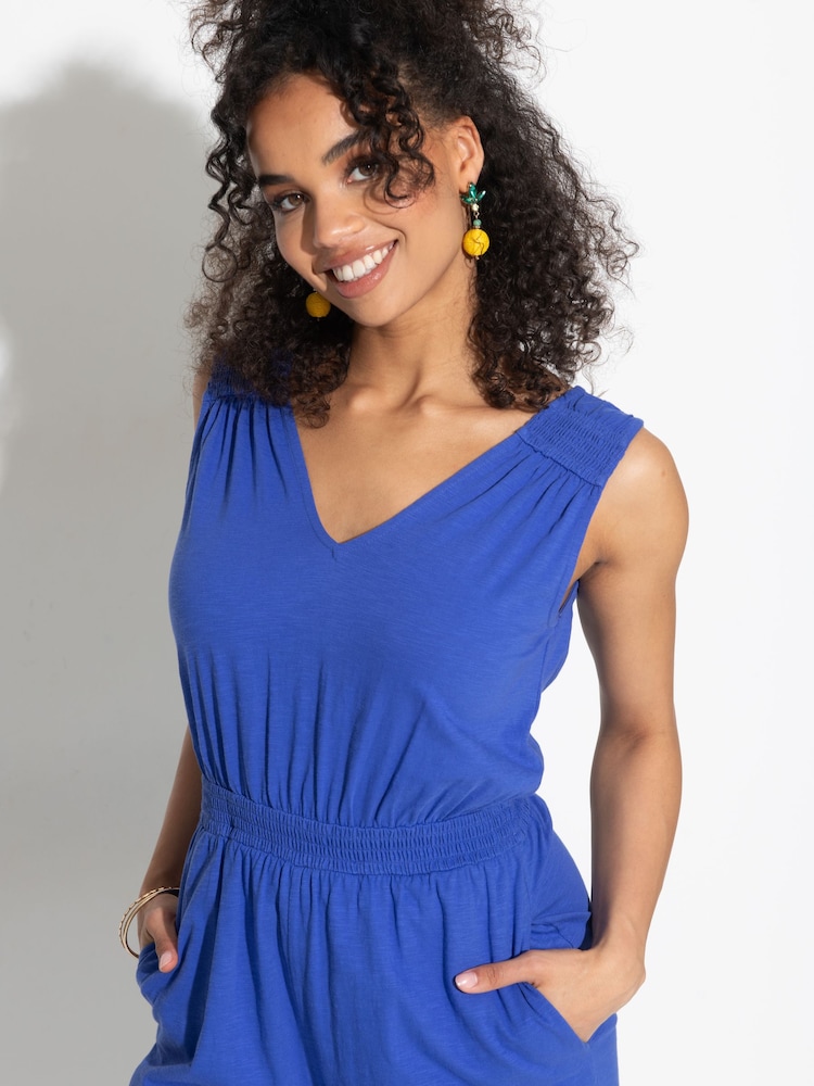 Azul - Mono capri de punto de algodón flameado 100 % Maya de Pour Moi - Imagen 2 de 4