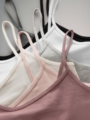 The Set Black/Light Grey/Pink/Cream/Blue/White 7 Pack Thin Strap Vest Tops - Image 13 of 14