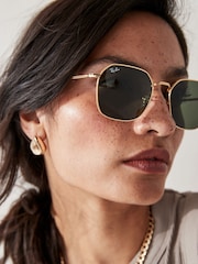 Ray-Ban Gold Tone Bain Bridge Rb3735 Pillow Sunglasses - Image 2 of 8