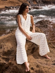 Mint Velvet White Crochet Sequin Top - Image 6 of 8