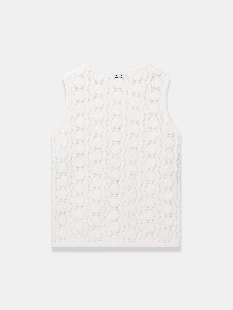 Mint Velvet White Crochet Sequin Top - Image 8 of 8