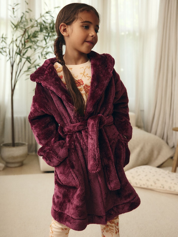 Burgundy Soft Touch Fleece Dressing Gown (9mths-16yrs) - Image 1 of 7 Burgundy Soft Touch Fleece Dressing Gown (9mths-16yrs) - Image 1 of 7