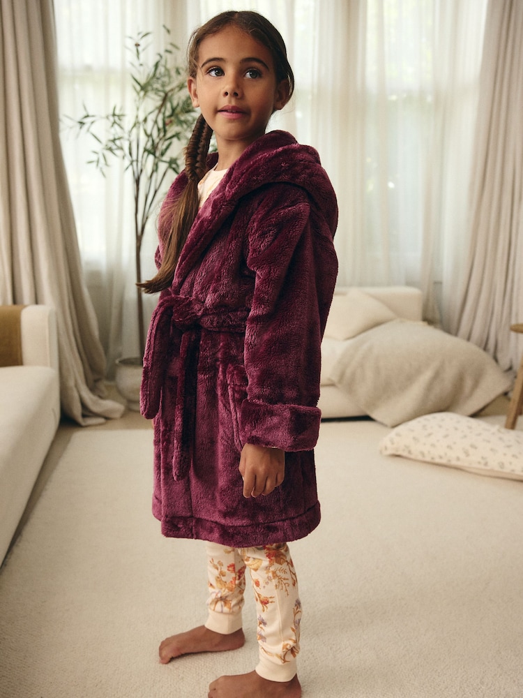 Burgundy Soft Touch Fleece Dressing Gown (9mths-16yrs) - Image 2 of 7 Burgundy Soft Touch Fleece Dressing Gown (9mths-16yrs) - Image 2 of 7