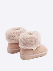 River Island Pink Girls Suedette Faux Fur Lined Boots - Image 2 of 4