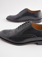Black Signature Oxford Toecap Leather Sole Shoes - Image 3 of 6