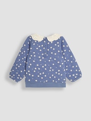 JoJo Maman Bébé Cornflower Daisy Floral Broderie Collar Quilted Sweatshirt - Image 2 of 3