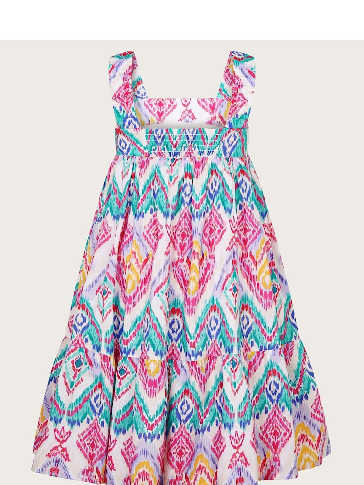Monsoon Natural Rainbow Ikat Print Dress - Image 2 of 3