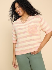 White Stuff Orange Terry Knitted T-Shirt - Image 1 of 7