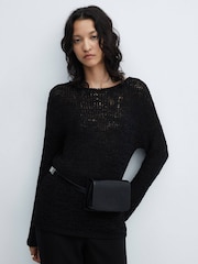 Mango Black Boat-Neck Knitted Sweater - Image 1 of 6