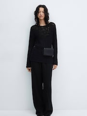 Mango Black Boat-Neck Knitted Sweater - Image 2 of 6