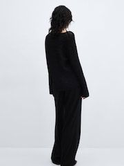Mango Black Boat-Neck Knitted Sweater - Image 3 of 6