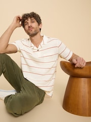 White Stuff Natural Jacquard Stripe Polo Shirt - Image 1 of 7