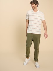 White Stuff Natural Jacquard Stripe Polo Shirt - Image 3 of 7