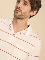 White Stuff Natural Jacquard Stripe Polo Shirt - Image 4 of 7