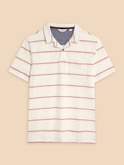 White Stuff Natural Jacquard Stripe Polo Shirt - Image 5 of 7
