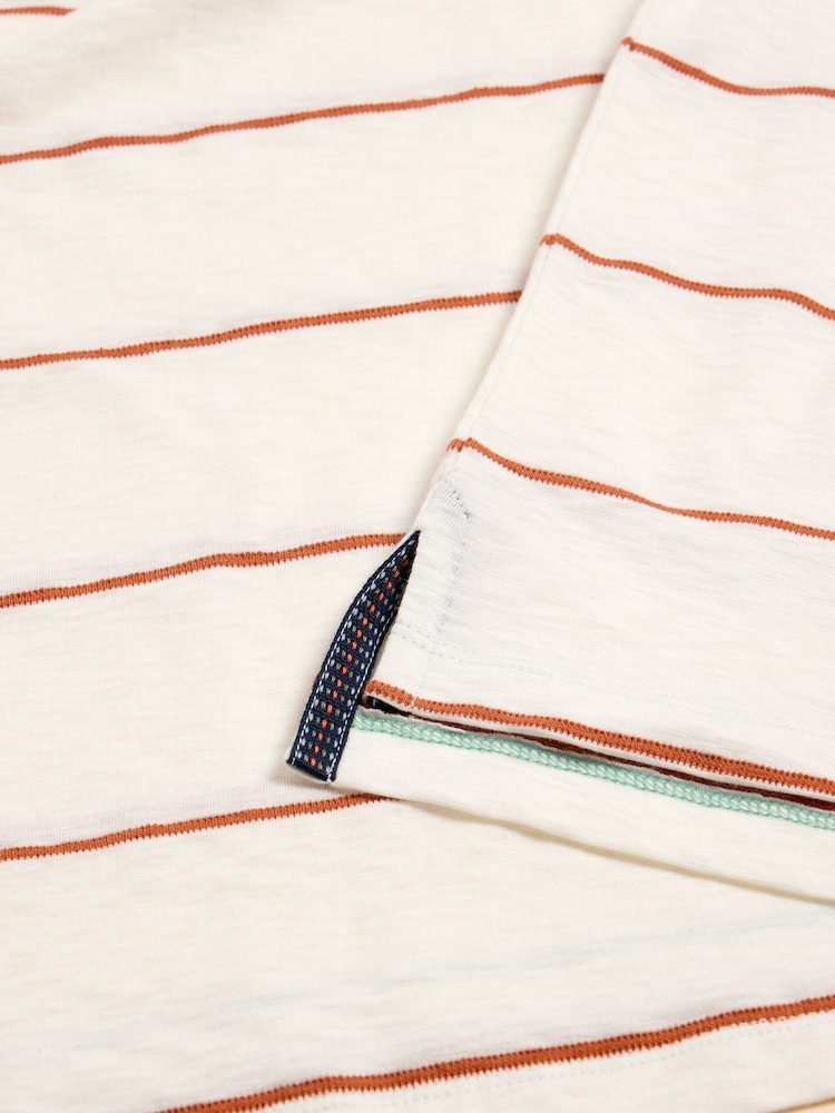 White Stuff Natural Jacquard Stripe Polo Shirt - Image 7 of 7 White Stuff Natural Jacquard Stripe Polo Shirt - Image 7 of 7