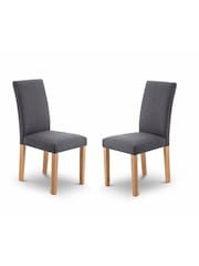 Julian Bowen Slate Grey Oak Hastings Fabric Dining Chairs Set Of 2 - Image 1 of 3