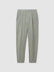 Reiss Pistachio Pact Relaxed Cotton/Linen Blend Elasticated Waist Trousers - Image 2 of 6