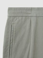 Reiss Pistachio Pact Relaxed Cotton/Linen Blend Elasticated Waist Trousers - Image 6 of 6