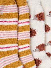 FatFace Cream Cosy Hedgehog Socks 2 Pairs - Image 2 of 2