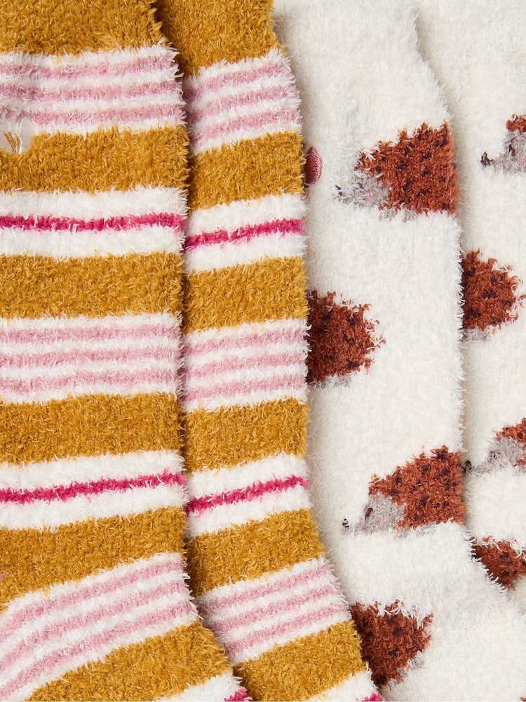 FatFace Cream Cosy Hedgehog Socks 2 Pairs - Image 2 of 2 FatFace Cream Cosy Hedgehog Socks 2 Pairs - Image 2 of 2