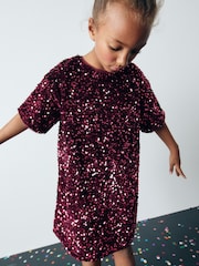 Berry Red Velour Sequin Party Dress (3-16yrs) - Image 1 of 6