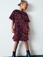 Berry Red Velour Sequin Party Dress (3-16yrs) - Image 2 of 6