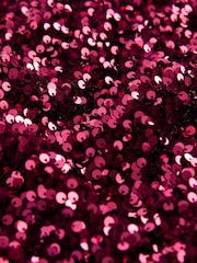 Berry Red Velour Sequin Party Dress (3-16yrs) - Image 4 of 6