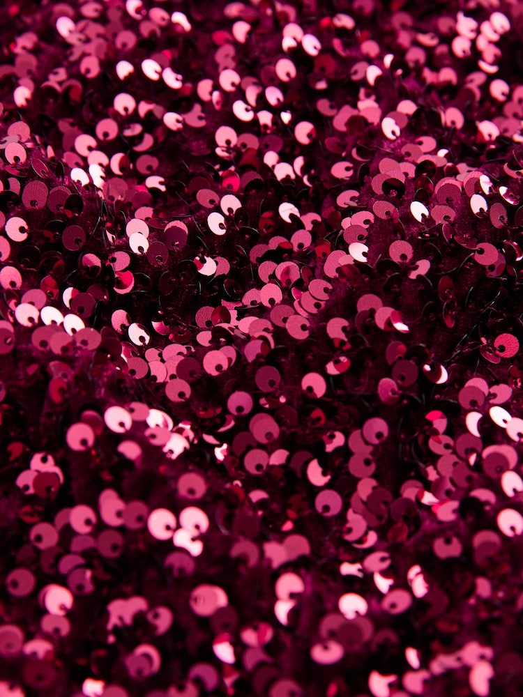 Berry Red Velour Sequin Party Dress (3-16yrs) - Image 4 of 6