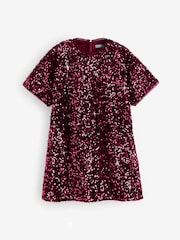 Berry Red Velour Sequin Party Dress (3-16yrs) - Image 5 of 6