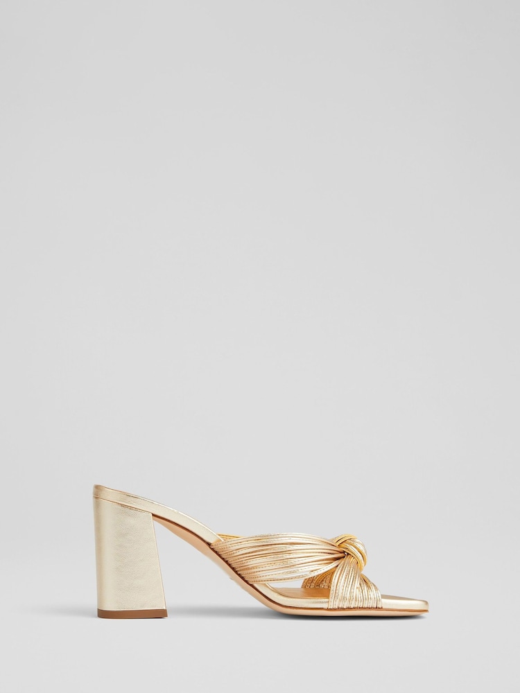 LK Bennett Gold Coletta Strappy Mules - Image 1 of 4