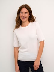 Kaffe Lizza Round Neck Pullover White Jumper - Image 1 of 6