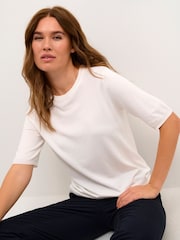 Kaffe Lizza Round Neck Pullover White Jumper - Image 4 of 6
