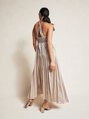 Mango Silver Pleated Halter Neck Dress - Image 3 of 7